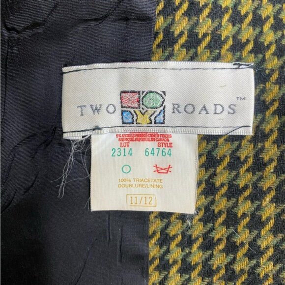 Vintage Two Roads Yellow Black Houndstooth Blazer - Picture 3 of 15